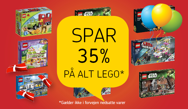 35% rabat på alt LEGO i Føtex
