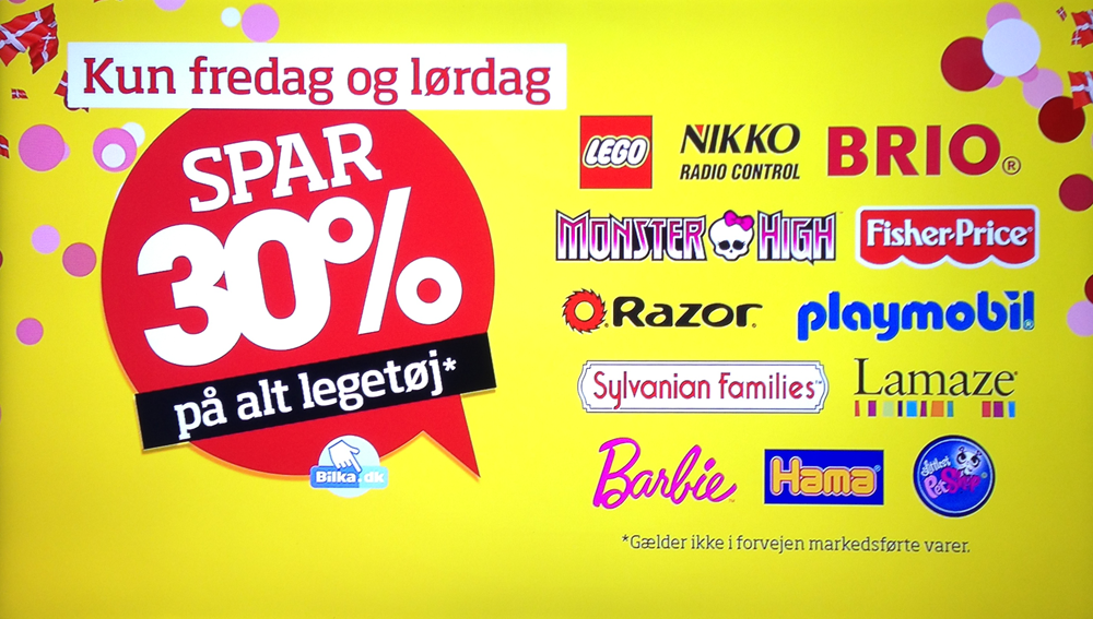 30% rabat på alt legetøj i Bilka og på Bilka.dk